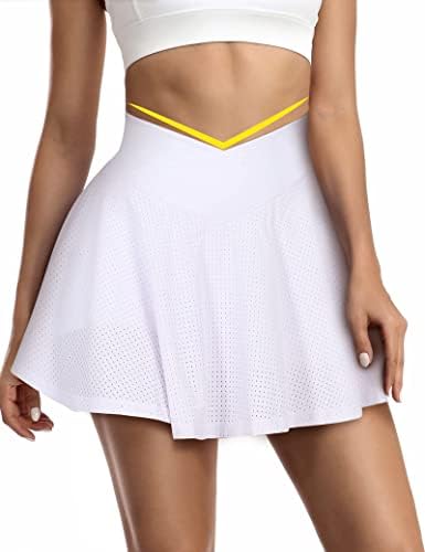 RioJOYy Black Tennis Skorts Saias com bolsos para mulheres saia de cordas elásticas para as saias atléticas de garotas Skorts