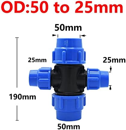 63/50/40/40/32/25 mm de acoplamento de transição PE PECES PE Redutores cruzados Conector de água Acessórios de tubo de água