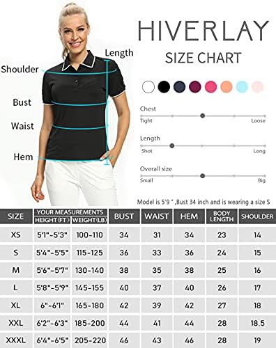 Camisas de golfe de Hiverlay Women Camisetas polo para mulheres UPF 50+ Camisas diárias de tênis de colarinho de colarinho rápido