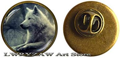 Broche de lobo, broche de lobo animal, jóias de lobo, broche de animais, broche preto e branco, broche masculino, broche de cúpula