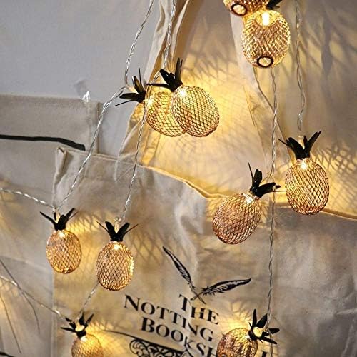 Anixl Retro Style Gold Pineapple String Lights 10/20 LED Battery Powered