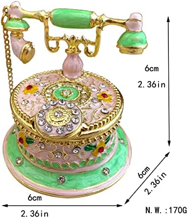 Jingshiy Vintage Telephone Jewelry Box Box Box Metal Esmiguras Estatuetas colecionáveis ​​Organizador de armazenamento Decoração de