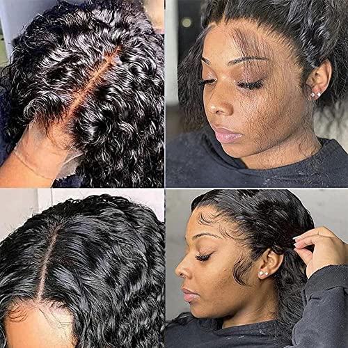 Sumily Deep Wave 13x4 Lace Front Human Human Wigs para mulheres negras 10a 180% Densidade pré -arrancada 24 polegadas Curly Frontal