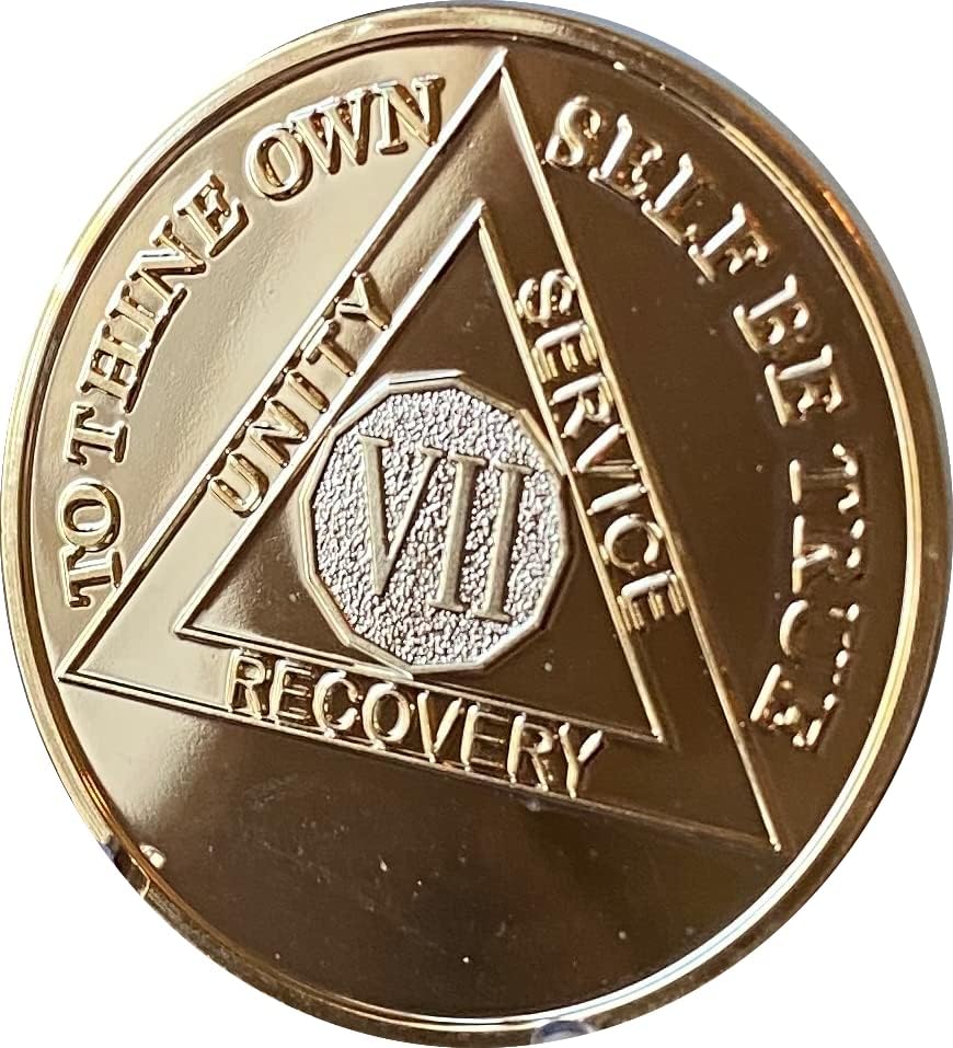 7 anos AA Medallion grande 1,5 polegada 22K Placated Sobriety Chip VII
