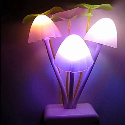 Tuely Luz noturna fofa, 1PC UE Adaptador de plugue da UE LED LED LUDER NOITE DESCOLOR Light Sense Control Lâmpada de cogumelos