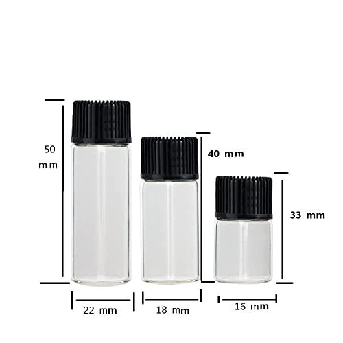 100 PCs 2ml frascos de vidro transparente com tampas de parafuso, amostra de líquido pequeno, frasco à prova de vazamento