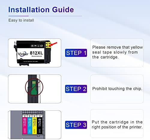 Vinker 812xl Substituição de cartucho de tinta remanufaturada para Epson 812 Cartuchos de tinta preta T812XL 812 T812 para a impressora