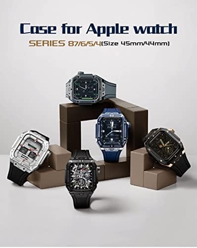 TWRQA Luxury Modification Kit Case Watch Band para Apple Watch 8 7 45mm Strape de aço para Iwatch Series 8 7 45mm relógio