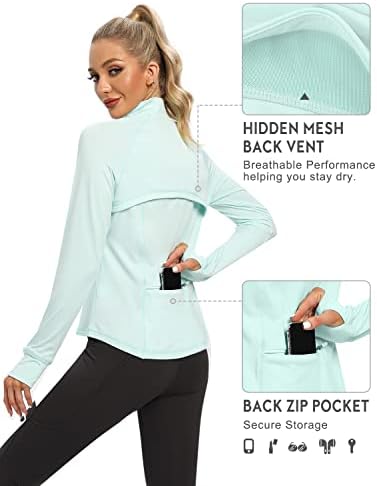 Hiverlay Quarter Zip Pullover Mulheres 1/2 jaqueta de lã camisetas térmicas equestres com tumbole back utens