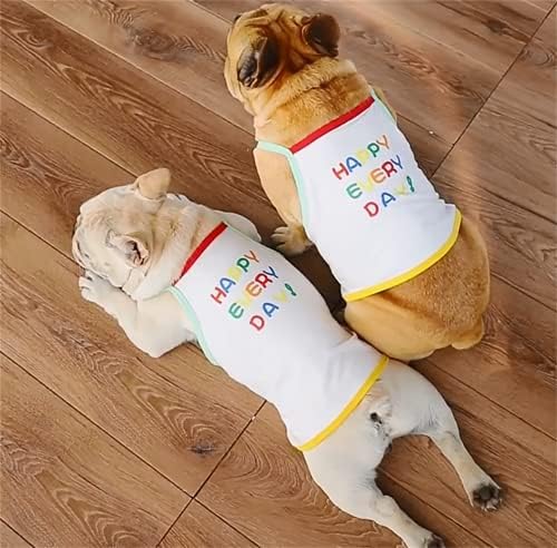 Dog Summer Roupos Puppy Camisa fofa feliz todos os dias Rainbow Print Dogs Vest French Bulldog Tops Frenchie Pug Inglês Boston