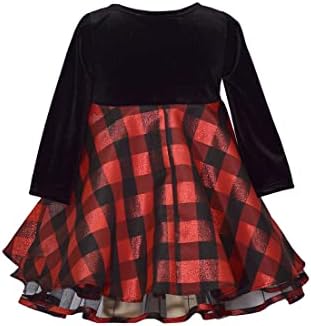 Vestido de Natal de Bonnie Jean Holiday - Vestido de Buffalo Check para criança e meninas