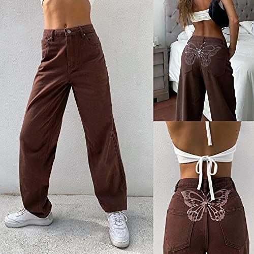 Calça de carga de cintura alta Keusn calças de pára -quedas folgadas para mulheres y2k calças de corredor folgadas com bolsos