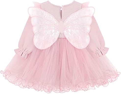 Lilax Baby Girl Butterfly Wing de manga longa Tule Party Princess Dress