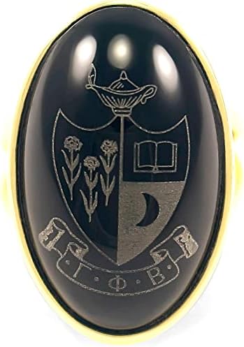 O Standard Collegiate Gamma Phi Beta Duquesa Ring - Brass de 14k com Onyx de Brass