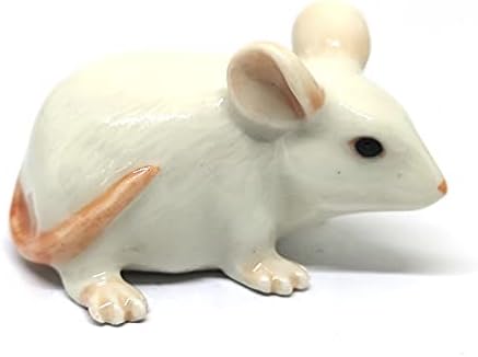 Zoocraft rato cerâmico rato estatueta animal branco pintado à mão Decoração de casa colecionável