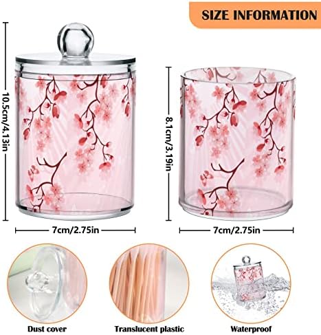 Innewgogo japonês flor de cerejeira 2 embalagem de algodão swab bola de bola dispensador de algodão plástico algodão