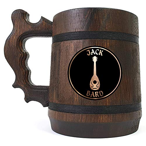 Caneca de cerveja de madeira Bard D&D, masmorras e dragões de cerveja tanque, bengala de cerveja personalizada, presente para