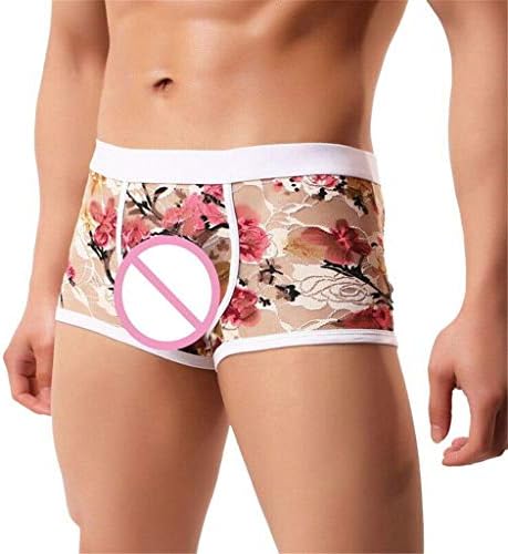 Mens boxers cuecas cuecas homens homens respiráveis ​​calcinha boxeador cueca sexy renda masculina de algodão de algodão