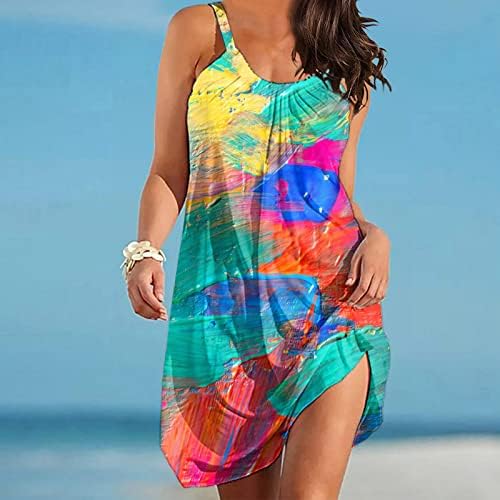 Vestido de praia de verão feminino casual vestido boêmio solto fut flowy vestido vestido mangas scoop pescoço de pescoço