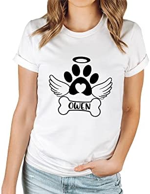 Dog Mom Dog Papai Memorial Memorial Camiseta de nome de cachorro personalizada, cão mama proprietário de cachorro