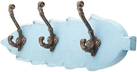 Prateleira indiana 4 ganchos de embalagem para chaves | Ganchos de montagem de parede turquesa | Ganchos de cabide de madeira | Ganchos