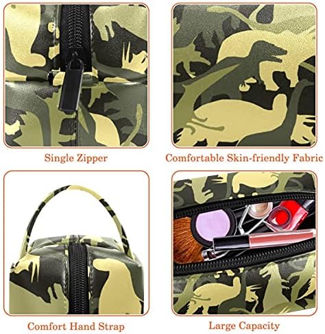 Bolsa de maquiagem bolsa de bolsa de bolsa cosmética espaçosa com zíper para dinossauros de camuflagem para mulheres e meninas