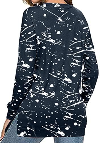 Yming Womens plus size size crewneck estampestres de moletom casual de manga comprida