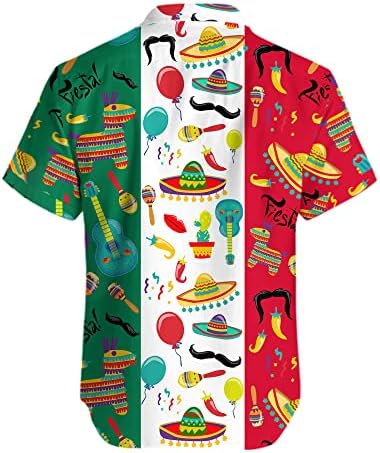 Cinco de Mayo Fiesta México bandeira de verão curta de manga curta camisa havaiana de botão para baixo para homens mulheres
