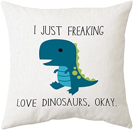 Sidhua Farmhouse Dinosaur Dino Dinações com temas de Dino para casa, eu apenas amo dinossauros Ok Dinosaur Throw Pillow Capa 18 ”x18”, Dinosaur Lover Gifts, Dinosaur Gift