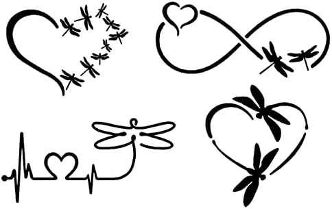 Decalques de libélula 4 pacote: corações de libélula, batimentos cardíacos de libélula, libélulas infinitas