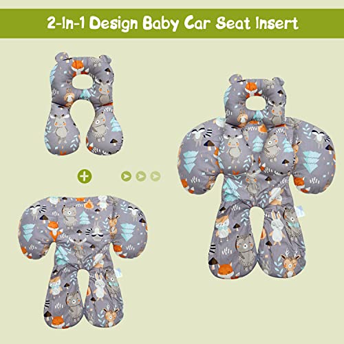 Suporte ao pescoço da cabeça do bebê para recém-nascidos, inserção de assento de carro infantil, carrinho de criança e almofada para dormir com carro, 2 em 1 Body Ultra Soft Support Suporte