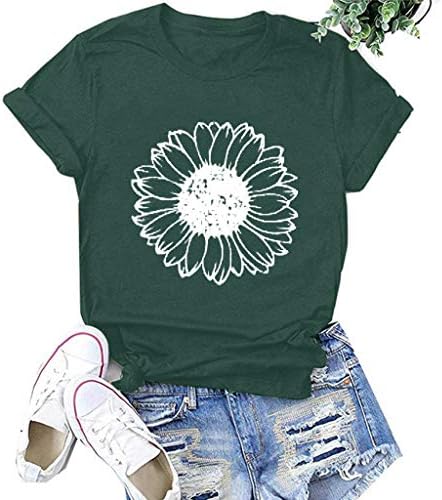 Camisetas Gerichy T para Mulheres, Mulheres Tops de verão Casual Dandelion Impresso blusas soltas camisetas gráficas engraçadas