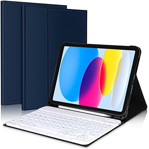 Boriyuan iPad Case de 10ª geração com teclado 10.9 2022 - IPAD 10th Gen Case, teclado destacável Slim Folio Smart