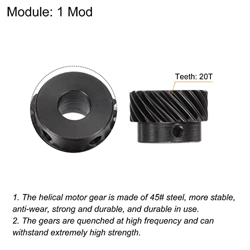 uxcell 8mm de abertura interna 20t engrenagem de chanfro helicoidal 1 mod endurecida 45# spur de aço diferencial motor de engrenagem de engrenagem chanfrada diferencial, direção à esquerda