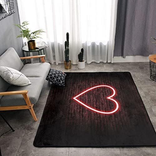 Carpete de flanela estampada em coração vermelho, 63x48 polegadas, tapete de piso anti -deslizamento macio, tapete de pelúcia