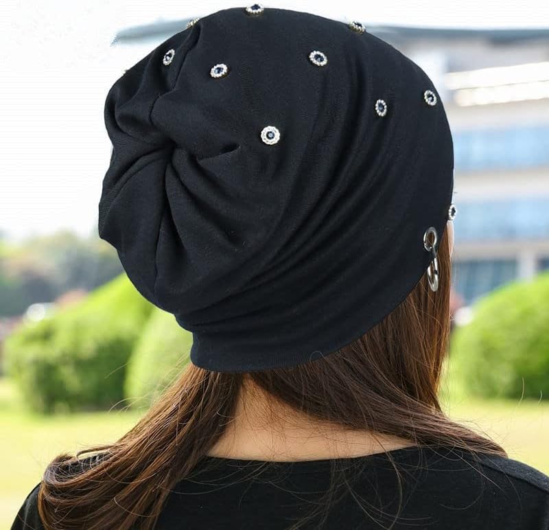 Homens unissex Mulheres rebate o crânio Caps Winter Warm Beanies Cap Punk Rock Hiphop Stud Rivet Bonnet Hats