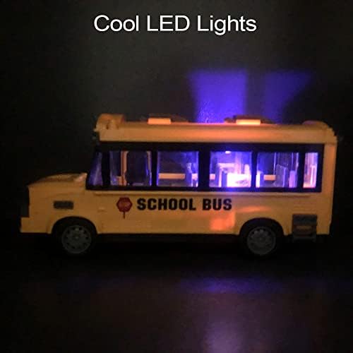 Knacktoyz RC School Bus - Remote Control Car Veículos, 2.4g de abrindo portas de ônibus de ônibus de brinquedo de brinquedo de bebê clássico, carro de controle remoto com luzes de luz de luz led brinquedos, presente para crianças meninos meninos meninas de 3 a 6