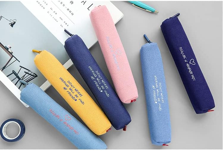 Caixa de lápis de mini cilava, bolsas de lápis de cor bela colorida com zíper para adultos