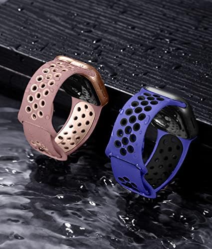 Bandas esportivas elegantes do Maledan compatíveis com a banda Apple Watch 44mm 40mm 38mm 42mm 41mm 45mm homens, 2 embalagem de silicone macio de pulseira à prova d'água de pulseiras para iwatch Series 7 6 5 4 3 2 1 SE