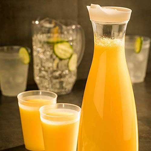Bar Lux 51 onça Juice Jarra de suco, 1 arremessadora de Mimosa à prova de quebra - com tampa, pescoço estreito, decantador de água de plástico transparente, aro largo, para servir chá gelado ou leite - restauranteware