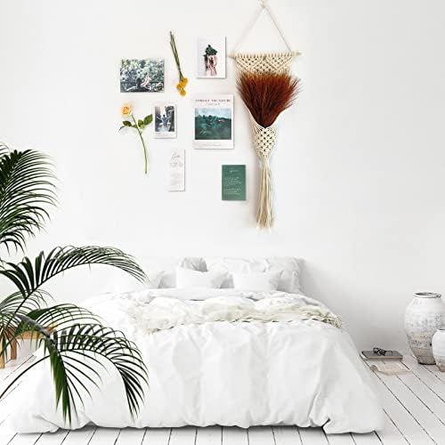 Akaruloon Macrame Wall Hanging e Fake Pampas Grass Boho Wall Decor Decor; Fotos estéticas e coleção de arte de parede de flores falsas; Farmhouse e Boho Home Wall Decor para sala de estar e quarto