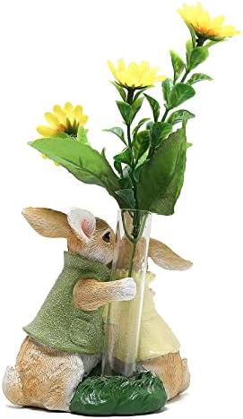 Hodao Polyresin Bunny Decorações da primavera Decores de Páscoas Figuras Decorações de comprimido para festas Férias