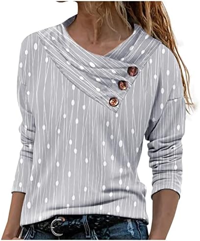 Shusuen feminino outono/inverno fino colar de pescoço imprimir camiseta de manga comprida T-shirt solto de camisola