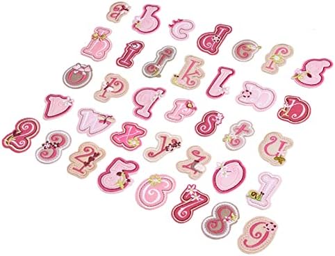 Fashewelry 72pcs letra rosa Ferro em patches Números fofos 0-9 Apliques de apliques bordados Crachá de pano decorativo para roupas