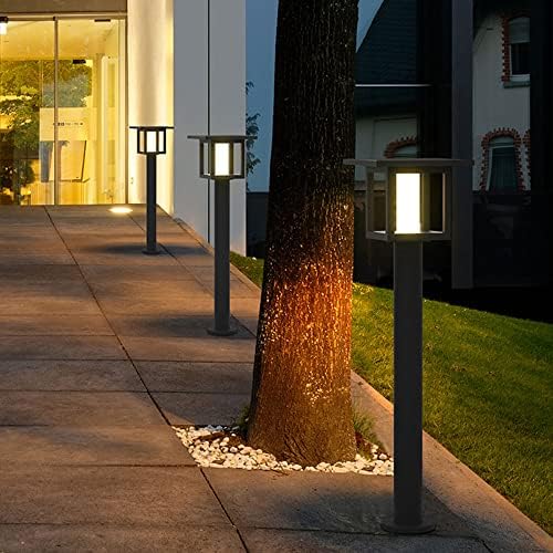 Lbswyh led solar post luzes quadradas quadradas aço inoxidável aço solar lanterna lanterna de jardim de decoração Lâmpada de paisagem para pastagens, quintal, motorista, ao ar livre, impermeável, LED