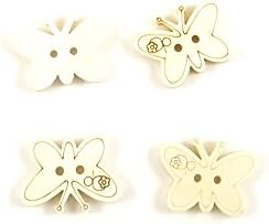 850 PCS Notões de costura Os botões Fixadores costuram em 07602 Butterfly Natural Color Wood Cartoon Artes Crafting