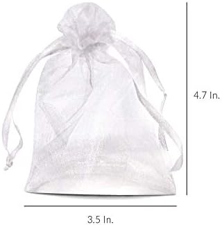 Bolsas de organza pequenas - 100 pacote de 3,5x4,7 polegadas pequenas bolsas de cordão extra, mini sacos de pano de