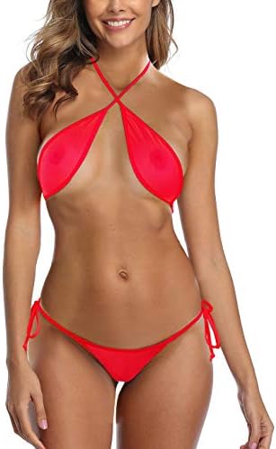 Sherrylo Fishnet Bikini Sheer Mini Micro Bikinis Veja Thru Thra em torno de Top Brasilian G String Thong Bottom Skimmpy Swimsuits