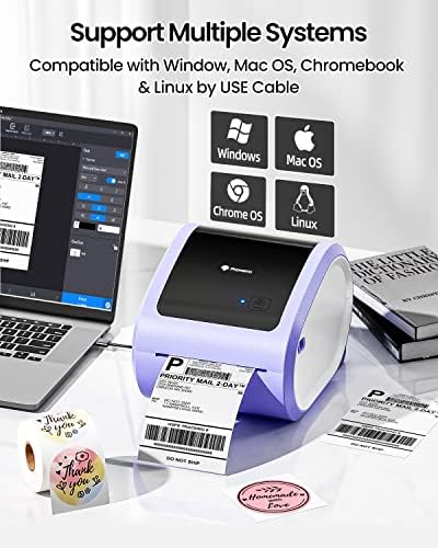 Phomemo M08F-Letter Bluetooth Portable Printer, D520BT Bluetooth Shipping Label Printer, compatível com Android e IOS Phone & Laptop
