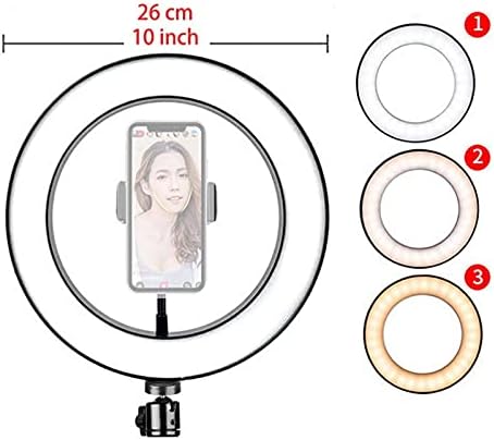 DLOETT 26cm LED Selfie Ring Ring Ring Preenche a luz com mini titular de tripé de polvo com clipe para vídeo de maquiagem por telefone ao vivo